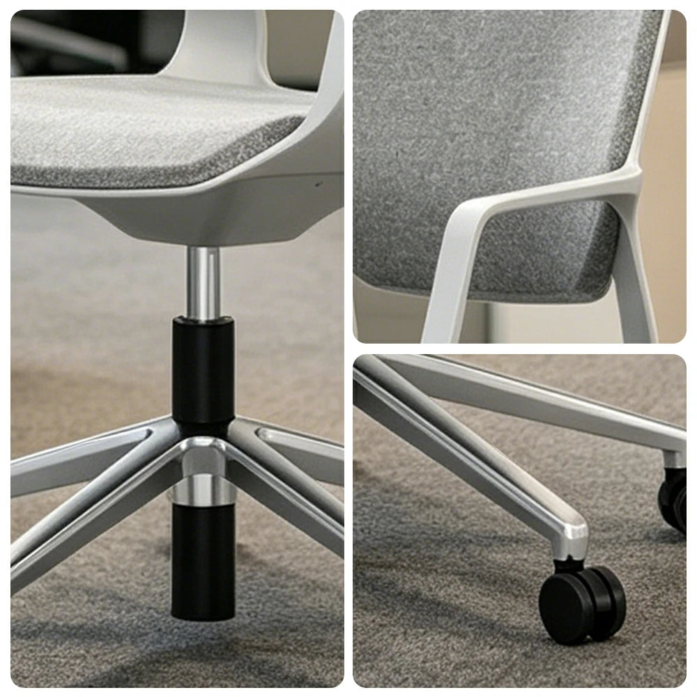 LIVARA Ergonomic Guest Chair Upholstered Armchair Swivel Desk Chair with Wheels for Office Study Room - Grey