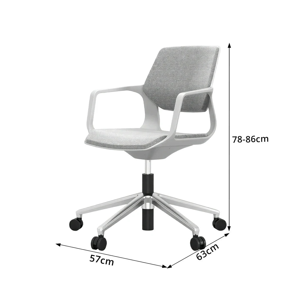 LIVARA Ergonomic Guest Chair Upholstered Armchair Swivel Desk Chair with Wheels for Office Study Room - Grey
