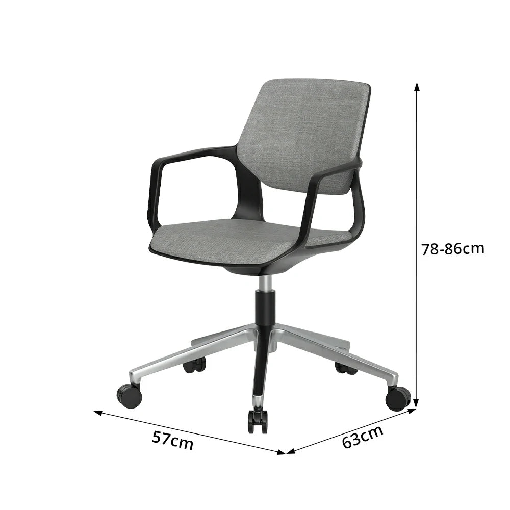 LIVARA Ergonomic Guest Chair Upholstered Armchair Swivel Desk Chair with Wheels for Office Study Room - Grey & Black