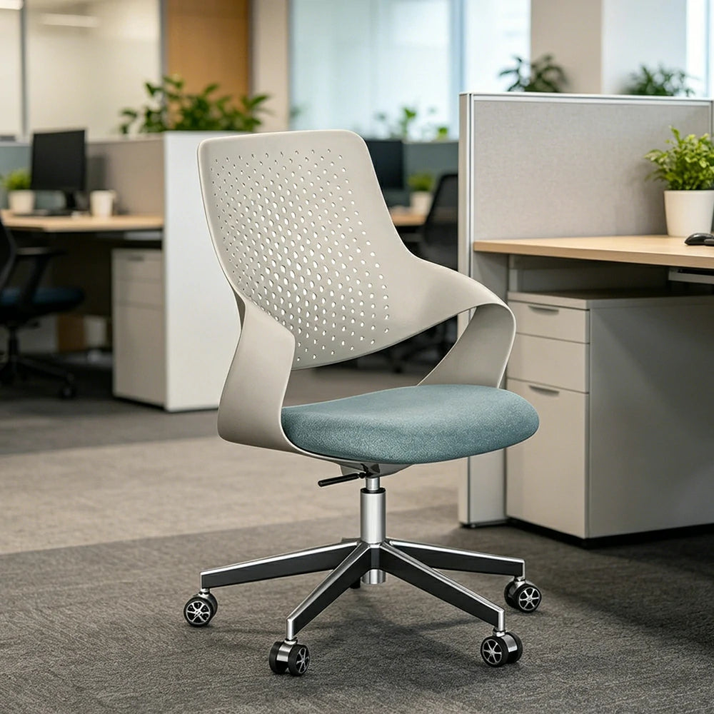 LIVARA Large Modern Office Chair Breathable Backrest Comfortable Swivel Chair with Casters for Study Room - Beige
