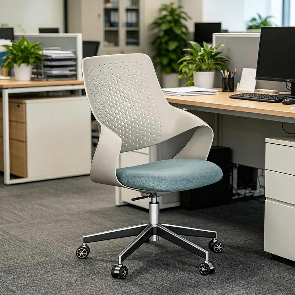 LIVARA Large Modern Office Chair Breathable Backrest Comfortable Swivel Chair with Casters for Study Room - Beige