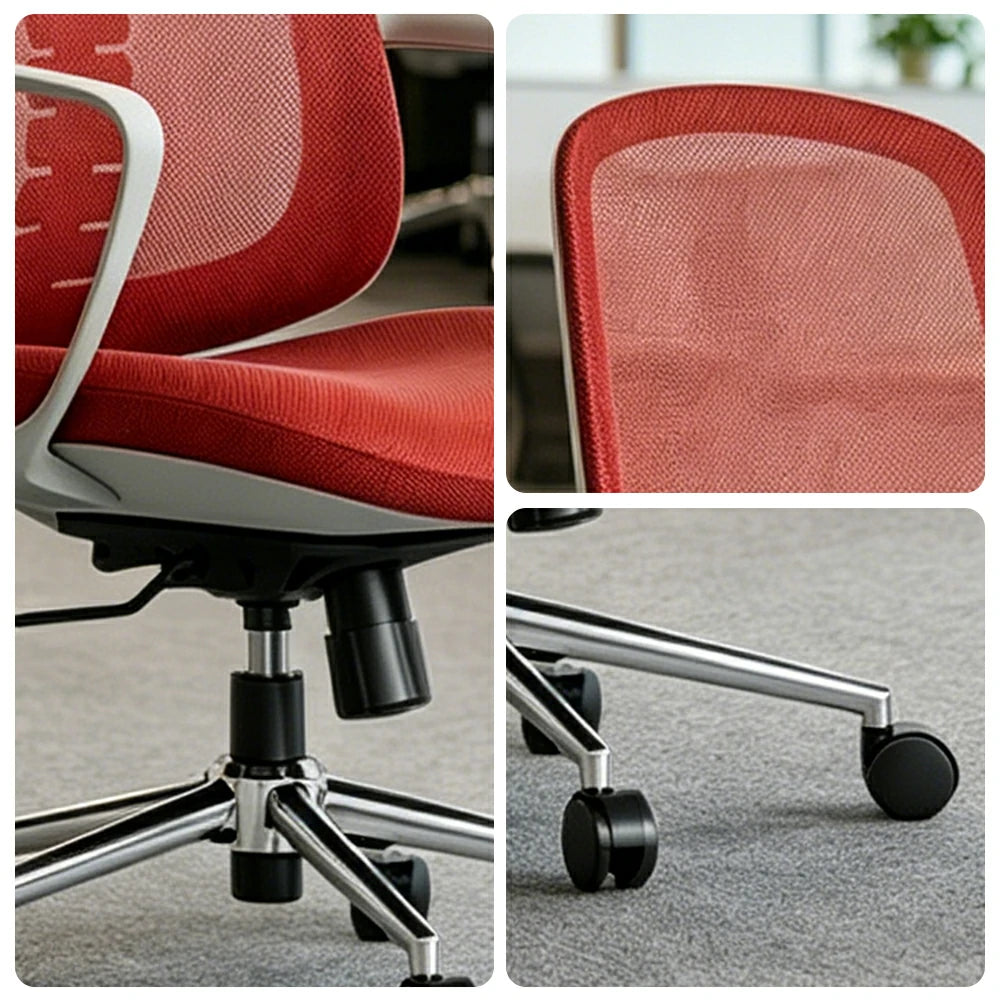 LIVARA Ergonomic Office Chair Breathable Mesh Back Adjustable Reclining Chair with Chrome Base for Home Office - Red