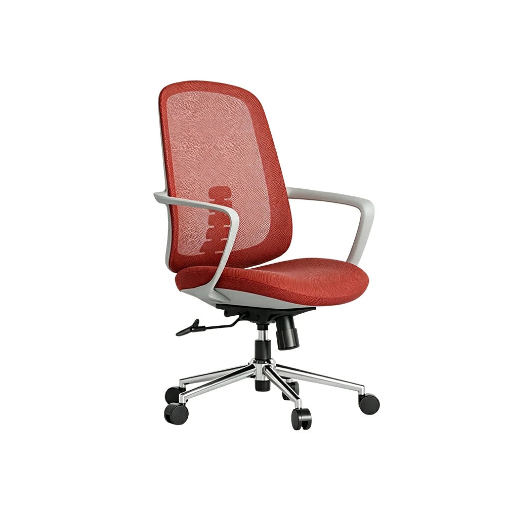 LIVARA Ergonomic Office Chair Breathable Mesh Back Adjustable Reclining Chair with Chrome Base for Home Office - Red