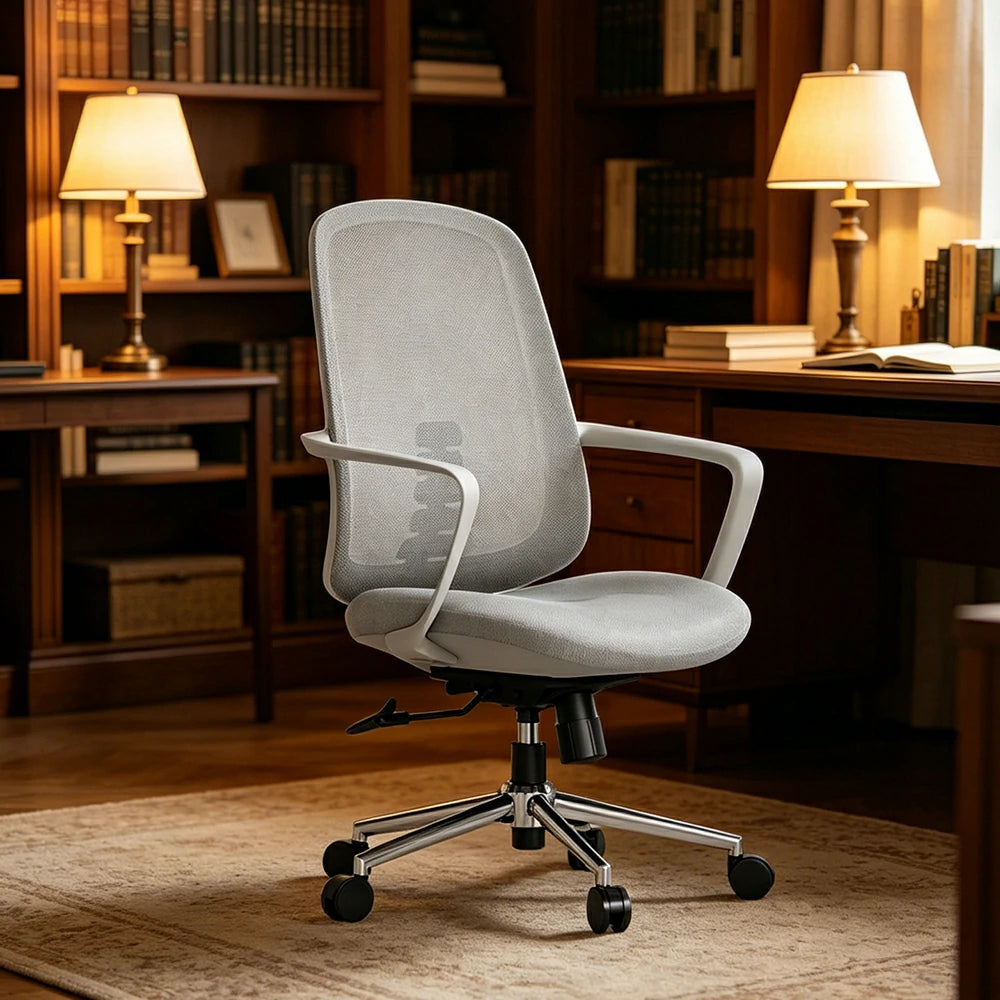 LIVARA Ergonomic Office Chair Breathable Mesh Back Adjustable Reclining Chair with Chrome Base for Home Office - Grey
