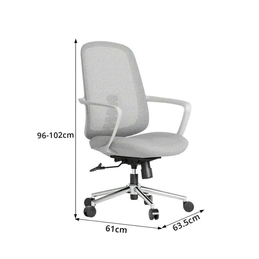 LIVARA Ergonomic Office Chair Breathable Mesh Back Adjustable Reclining Chair with Chrome Base for Home Office - Grey