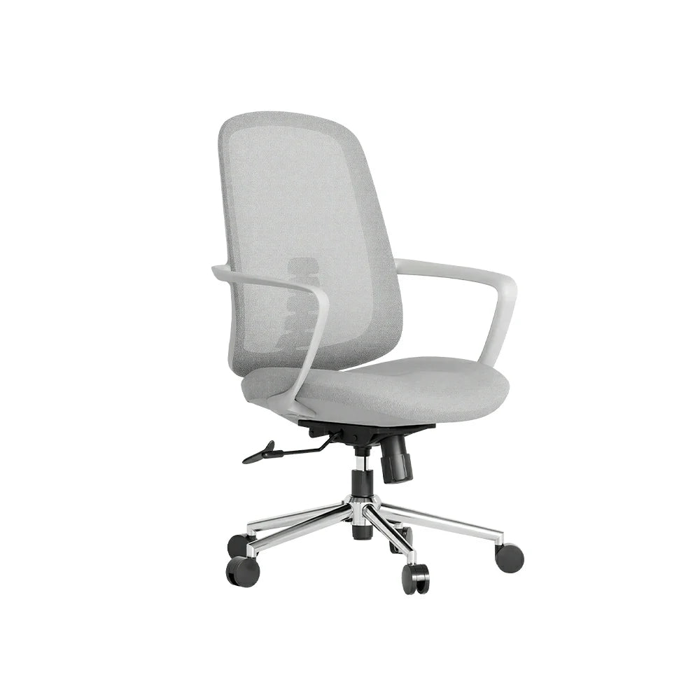 LIVARA Ergonomic Office Chair Breathable Mesh Back Adjustable Reclining Chair with Chrome Base for Home Office - Grey