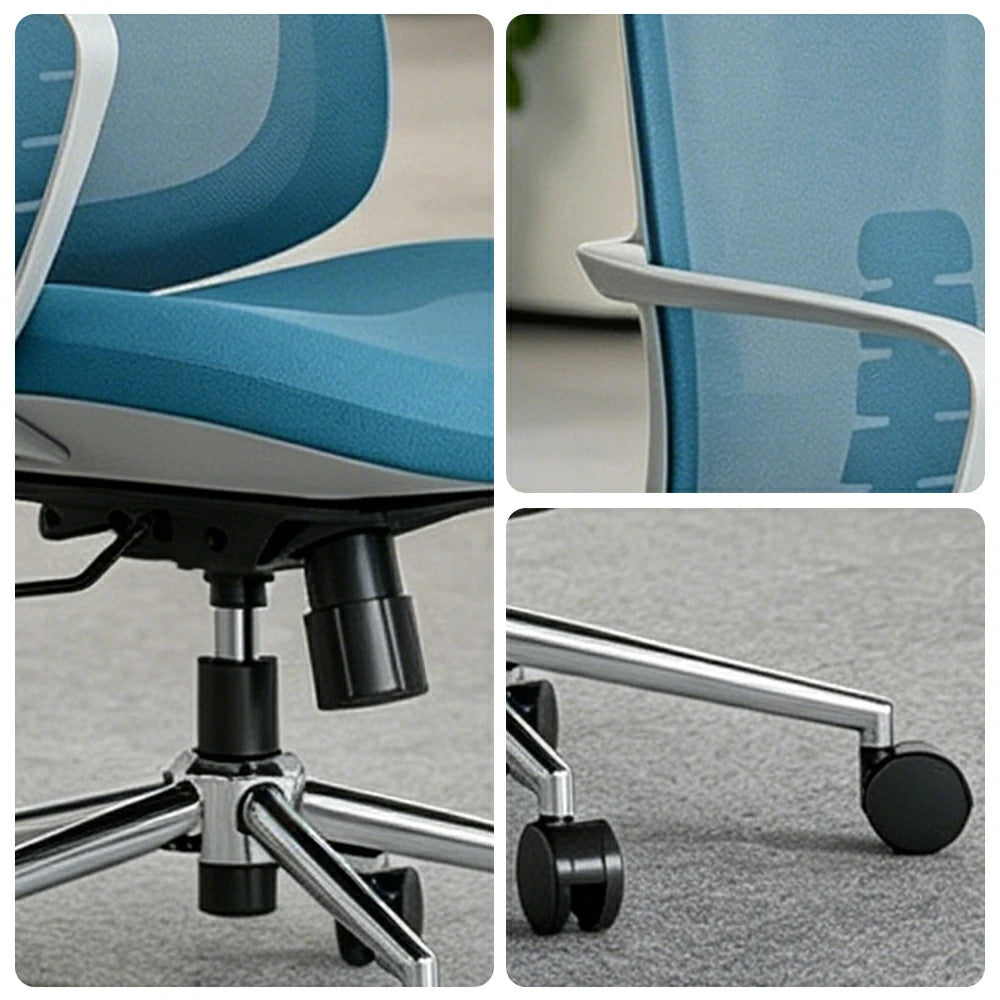 LIVARA Ergonomic Office Chair Breathable Mesh Back Adjustable Reclining Chair with Chrome Base for Home Office - Blue