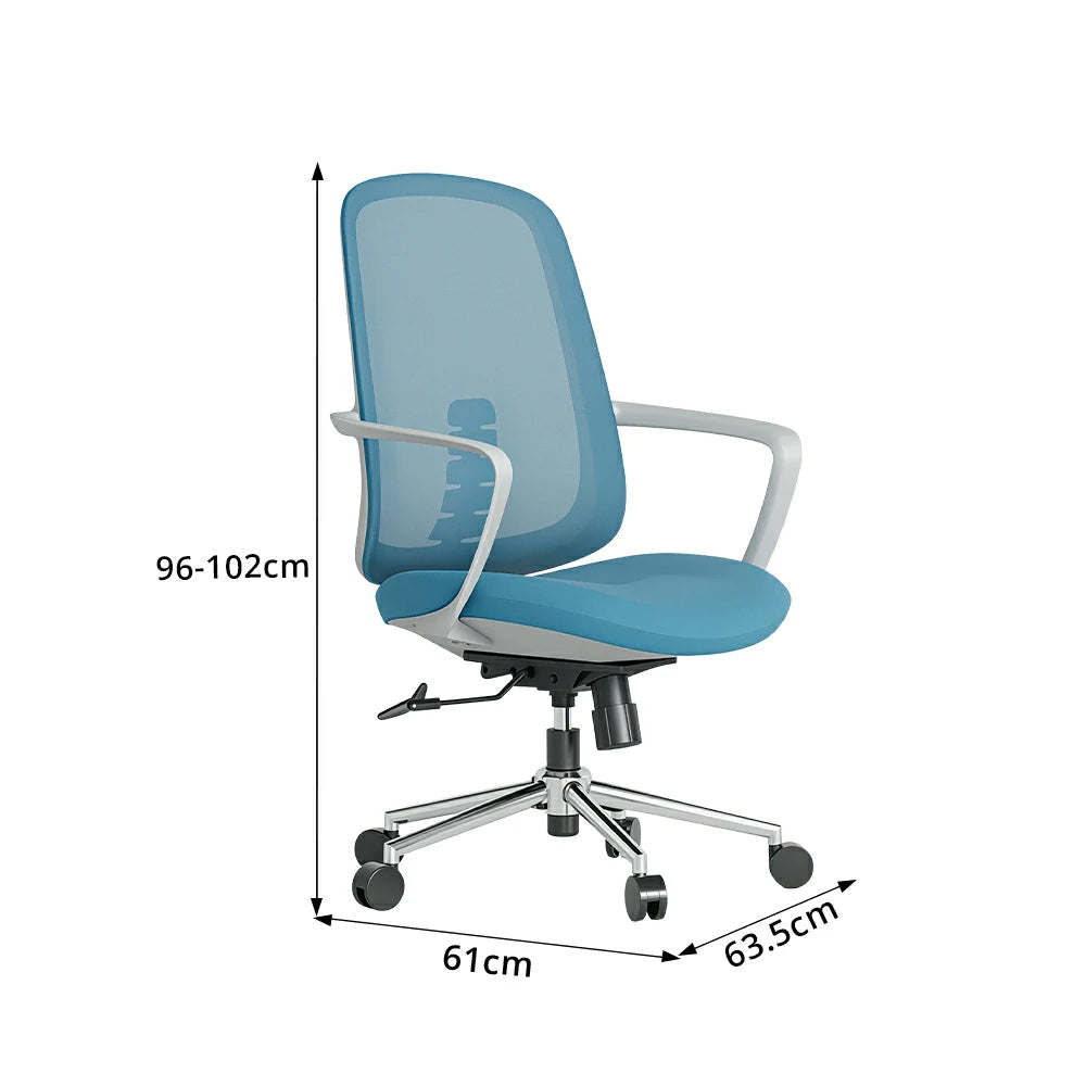 LIVARA Ergonomic Office Chair Breathable Mesh Back Adjustable Reclining Chair with Chrome Base for Home Office - Blue