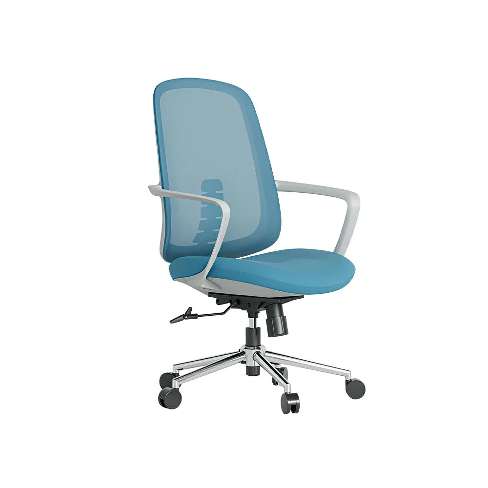 LIVARA Ergonomic Office Chair Breathable Mesh Back Adjustable Reclining Chair with Chrome Base for Home Office - Blue