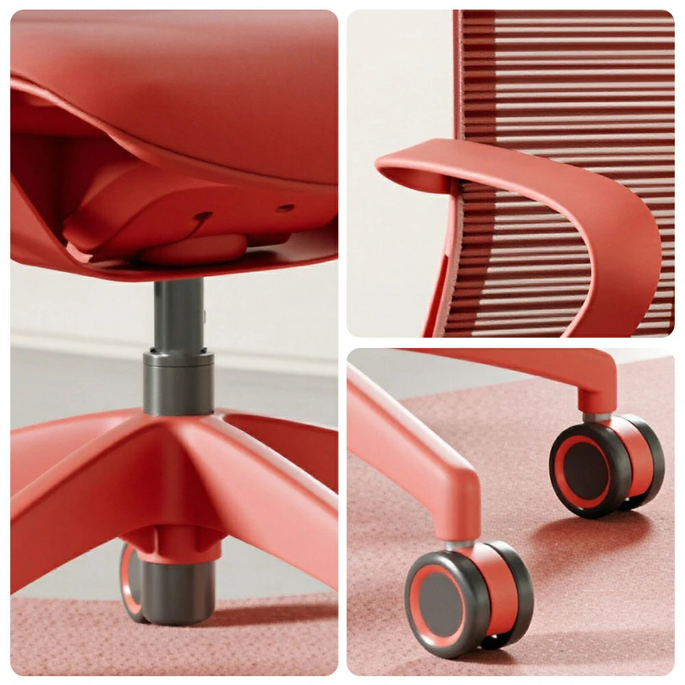 LIVARA Modern Ergonomic Mesh Office Chair Self Weight Base Adjustable Desk Chair for Home Office - Red