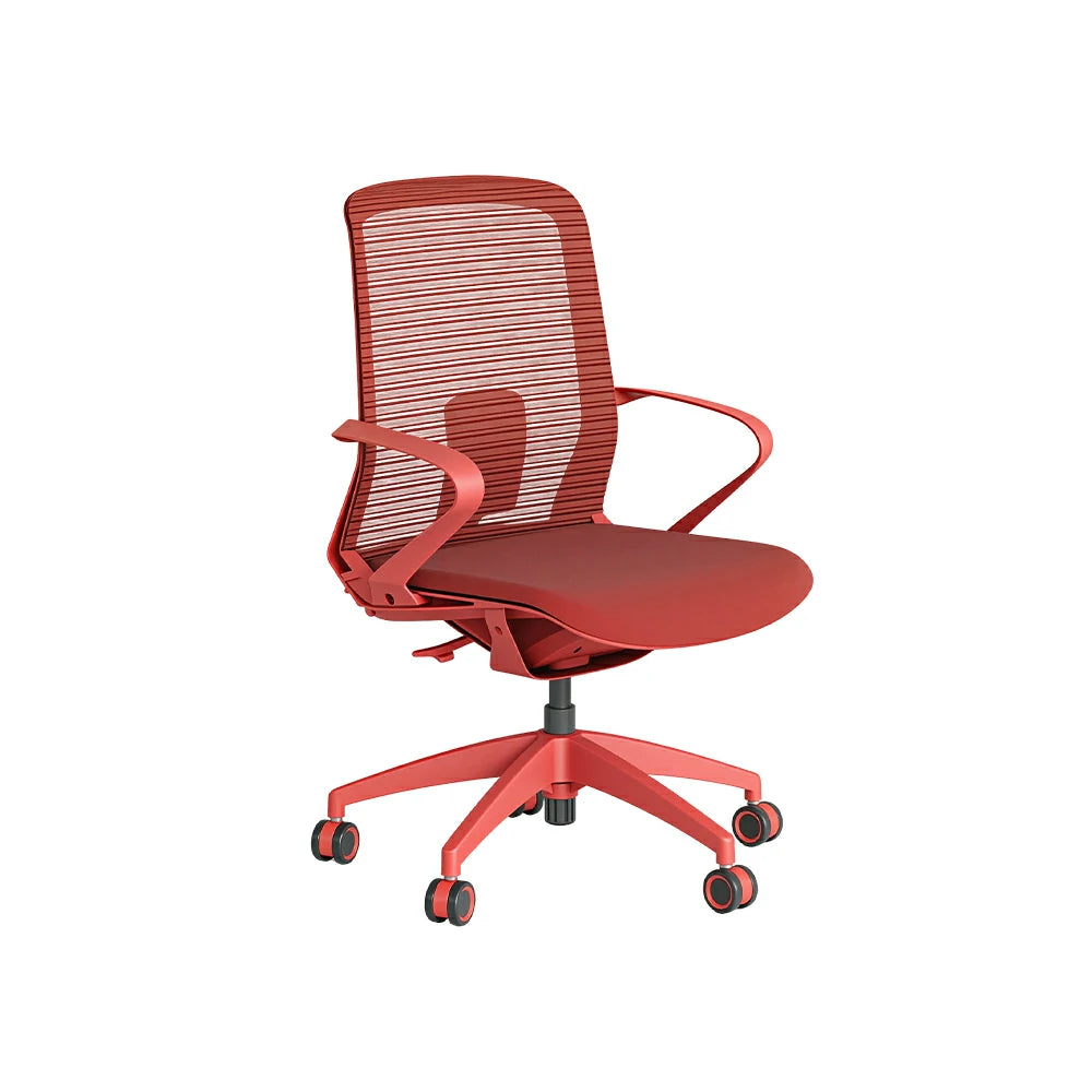LIVARA Modern Ergonomic Mesh Office Chair Self Weight Base Adjustable Desk Chair for Home Office - Red
