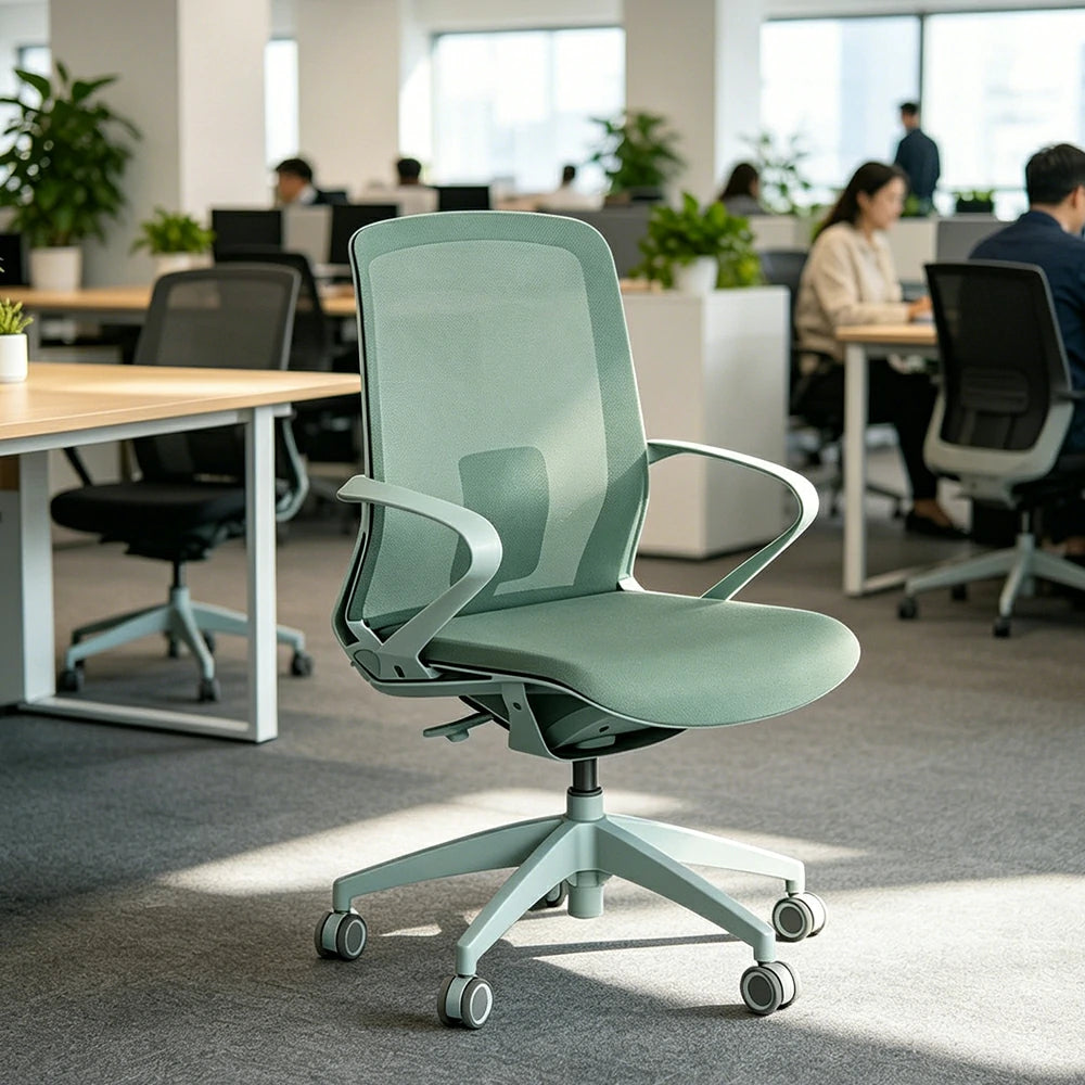 LIVARA Modern Ergonomic Mesh Office Chair Self Weight Base Adjustable Desk Chair for Home Office - Green