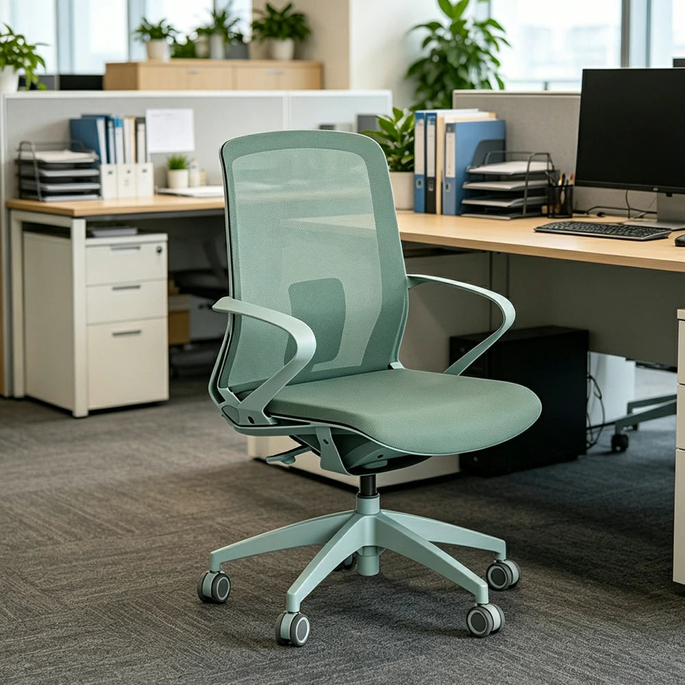 LIVARA Modern Ergonomic Mesh Office Chair Self Weight Base Adjustable Desk Chair for Home Office - Green