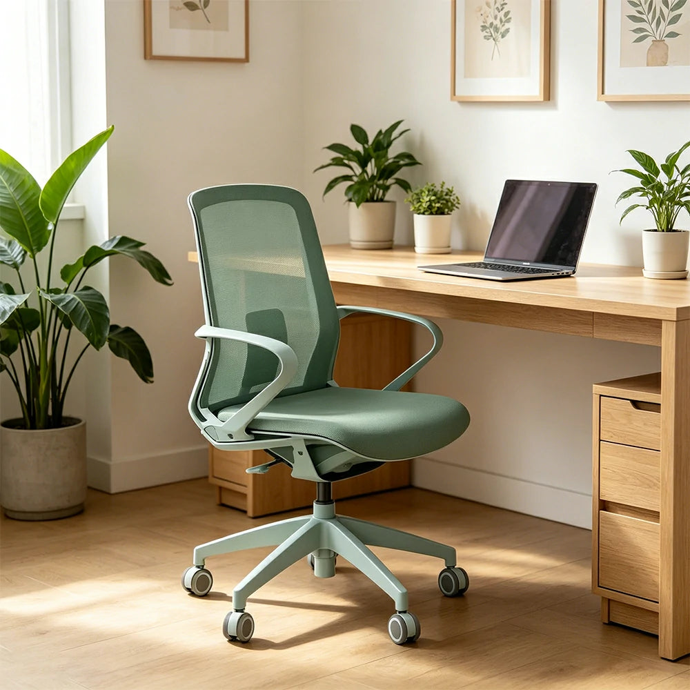 LIVARA Modern Ergonomic Mesh Office Chair Self Weight Base Adjustable Desk Chair for Home Office - Green