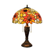 LIVARA Sunflower Style Vintage Artistic Stained Glass Table Lamp Soft Ambient Lighting Metal Base Design Suitable for Bedroom Living Room Study Entryway