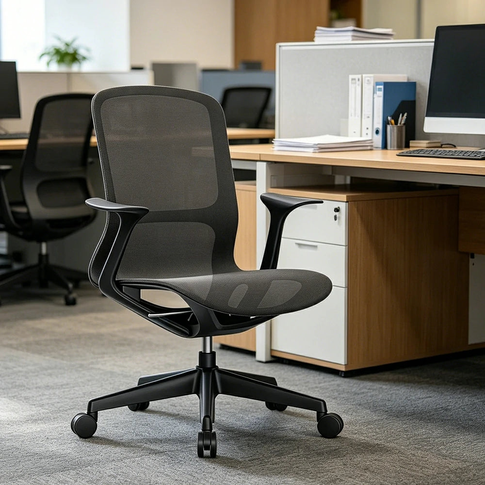 LIVARA Modern Ergonomic Mesh Office Chair Comfortable Computer Chair with Armrests for Study Room Workspace - Black