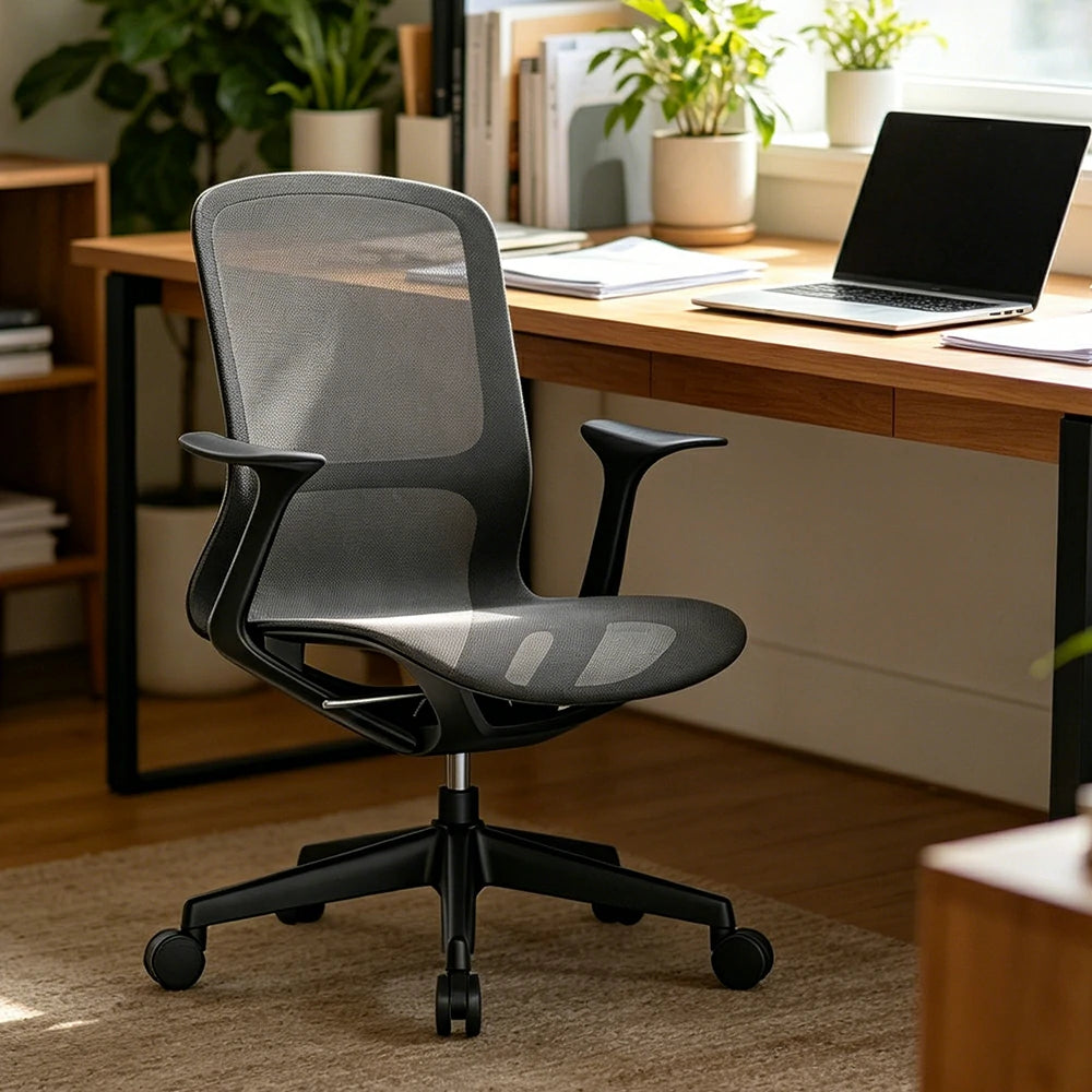LIVARA Modern Ergonomic Mesh Office Chair Comfortable Computer Chair with Armrests for Study Room Workspace - Black