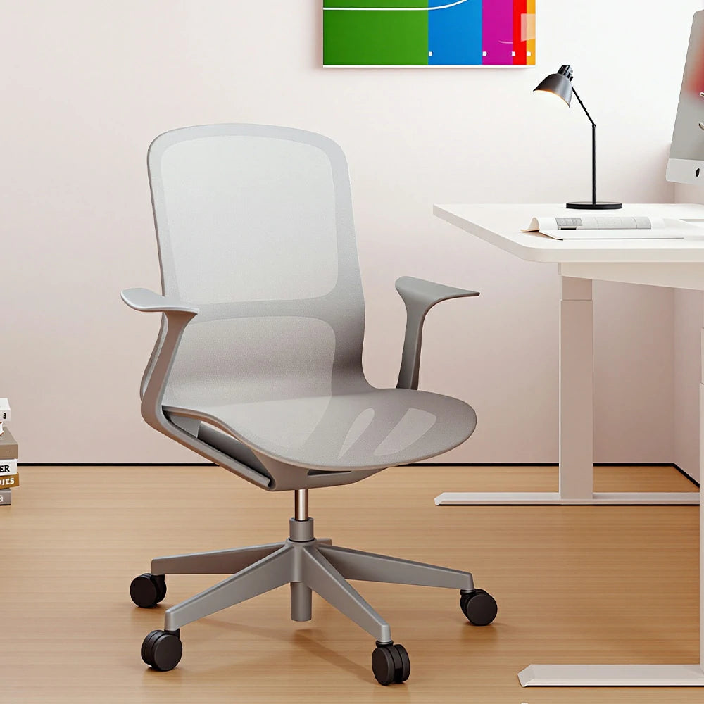 LIVARA Modern Ergonomic Mesh Office Chair Comfortable Computer Chair with Armrests for Study Room Workspace - Grey
