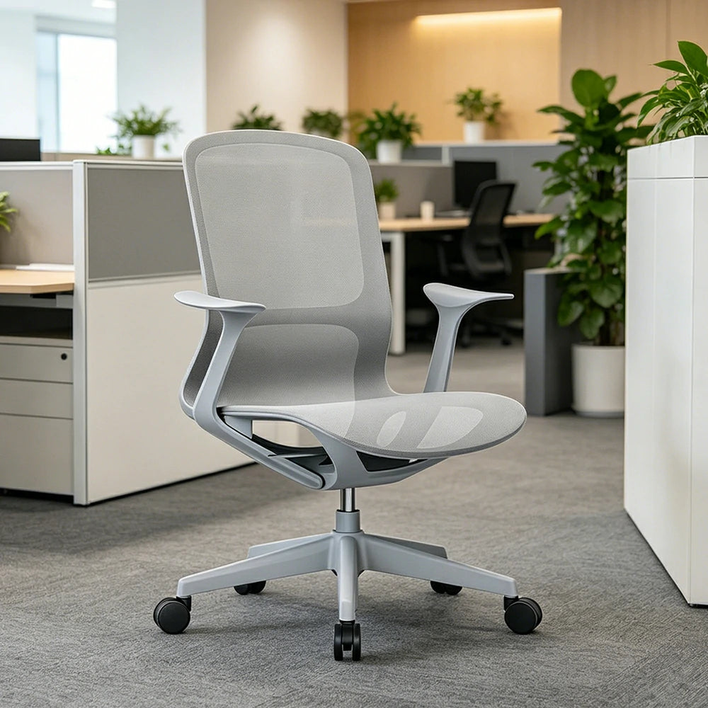 LIVARA Modern Ergonomic Mesh Office Chair Comfortable Computer Chair with Armrests for Study Room Workspace - Grey