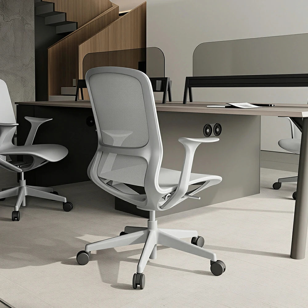 LIVARA Modern Ergonomic Mesh Office Chair Comfortable Computer Chair with Armrests for Study Room Workspace - Grey