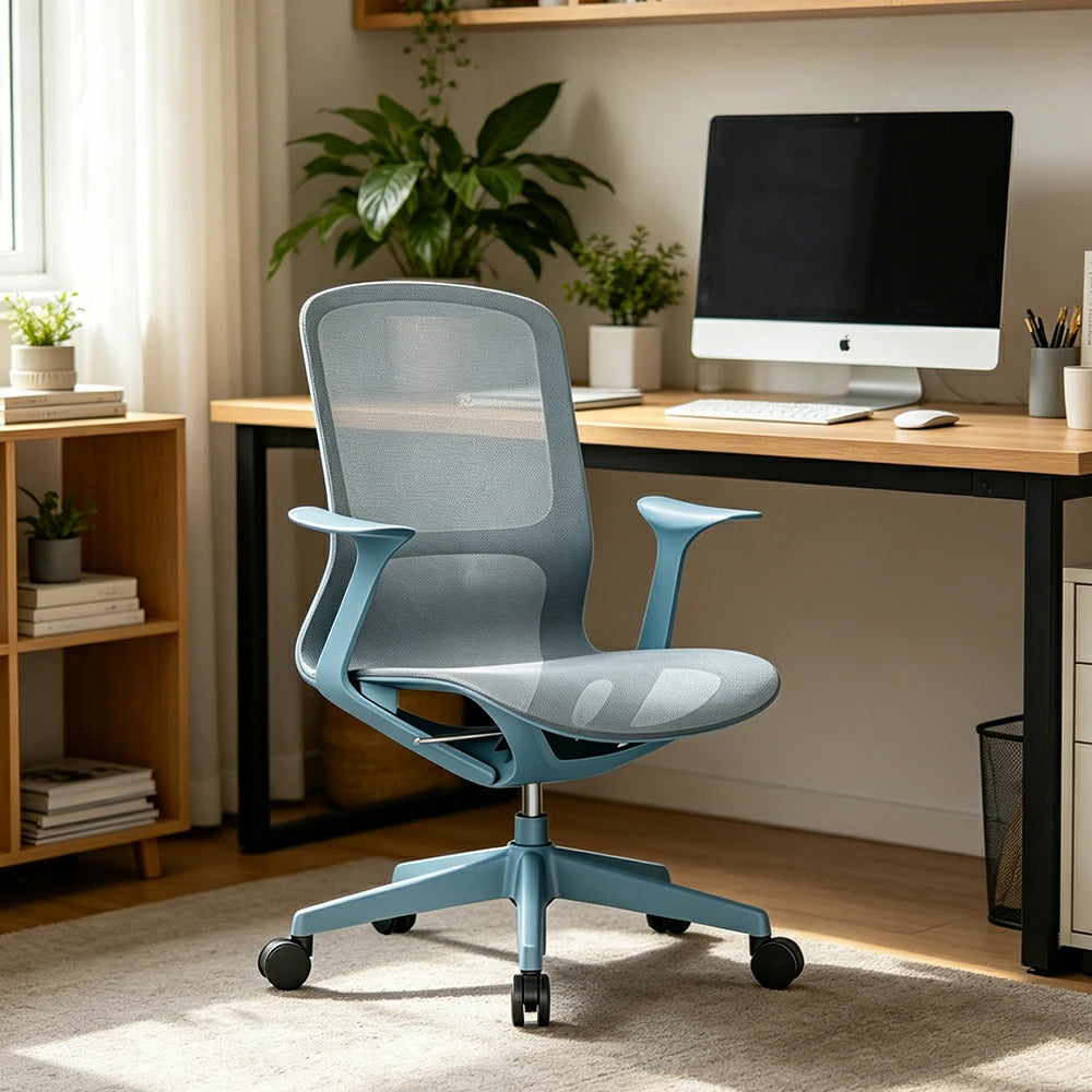 LIVARA Modern Ergonomic Mesh Office Chair Comfortable Computer Chair with Armrests for Study Room Workspace - Blue