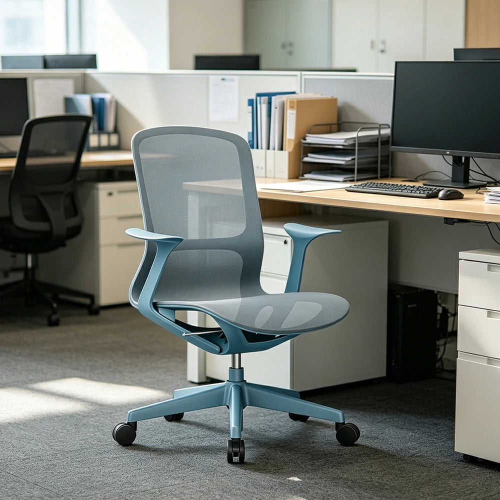 LIVARA Modern Ergonomic Mesh Office Chair Comfortable Computer Chair with Armrests for Study Room Workspace - Blue