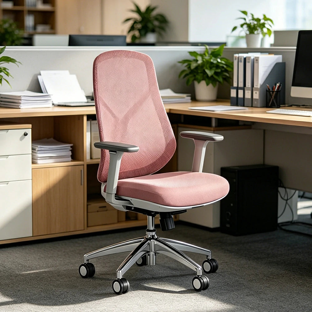 LIVARA Ergonomic Mesh Office Chair 3D Armrests Multi Lock Reclining Desk Chair Chrome Base for Home Office - Red