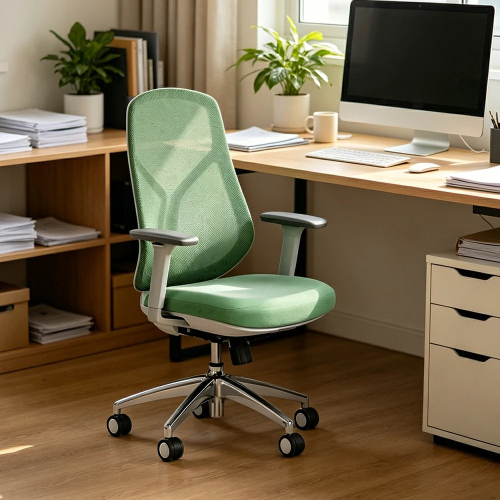 LIVARA  Ergonomic Mesh Office Chair 3D Armrests Multi Lock Reclining Desk Chair Chrome Base for Home Office - Green