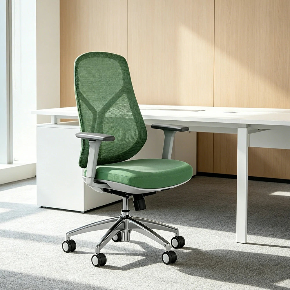 LIVARA  Ergonomic Mesh Office Chair 3D Armrests Multi Lock Reclining Desk Chair Chrome Base for Home Office - Green