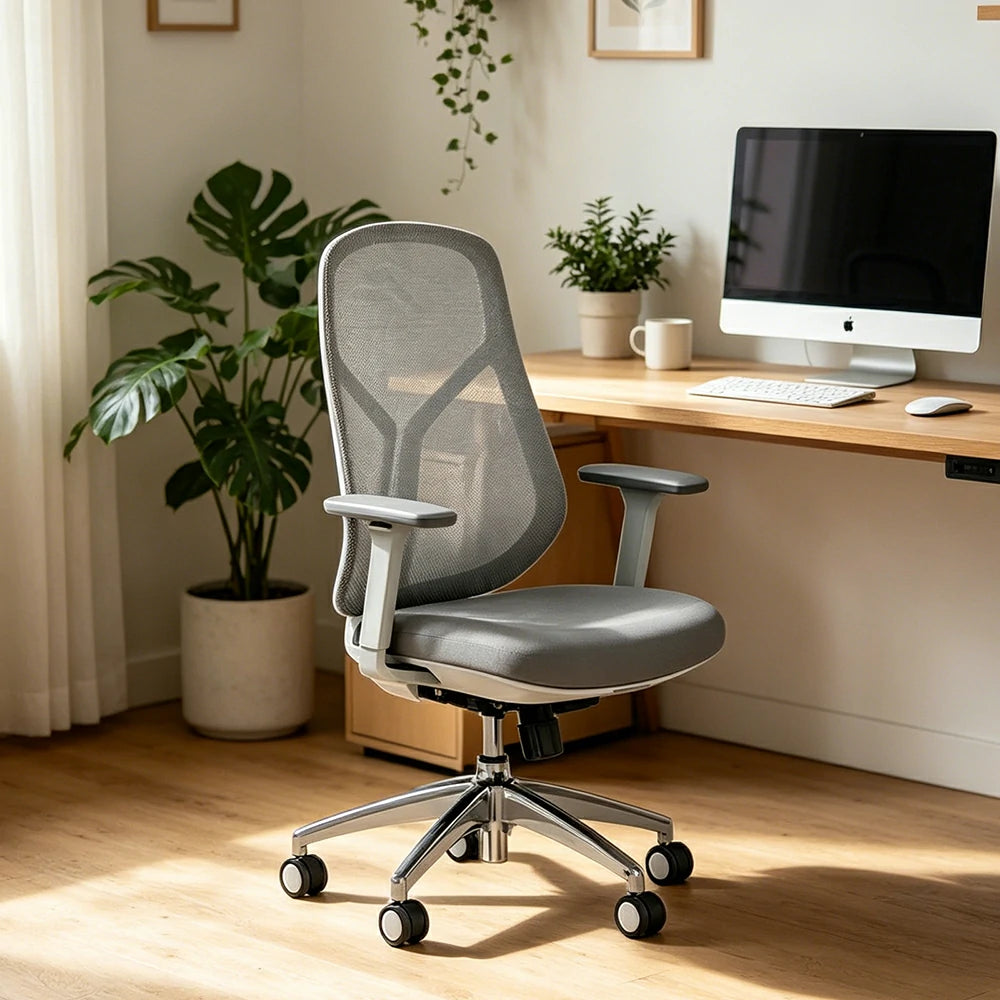 LIVARA  Ergonomic Mesh Office Chair 3D Armrests Multi Lock Reclining Desk Chair Chrome Base for Home Office - Grey