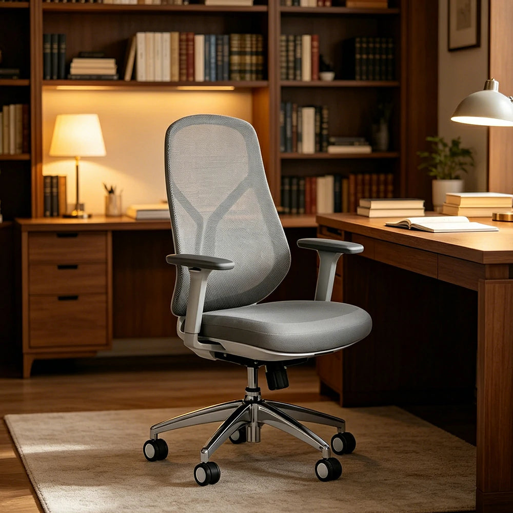 LIVARA  Ergonomic Mesh Office Chair 3D Armrests Multi Lock Reclining Desk Chair Chrome Base for Home Office - Grey