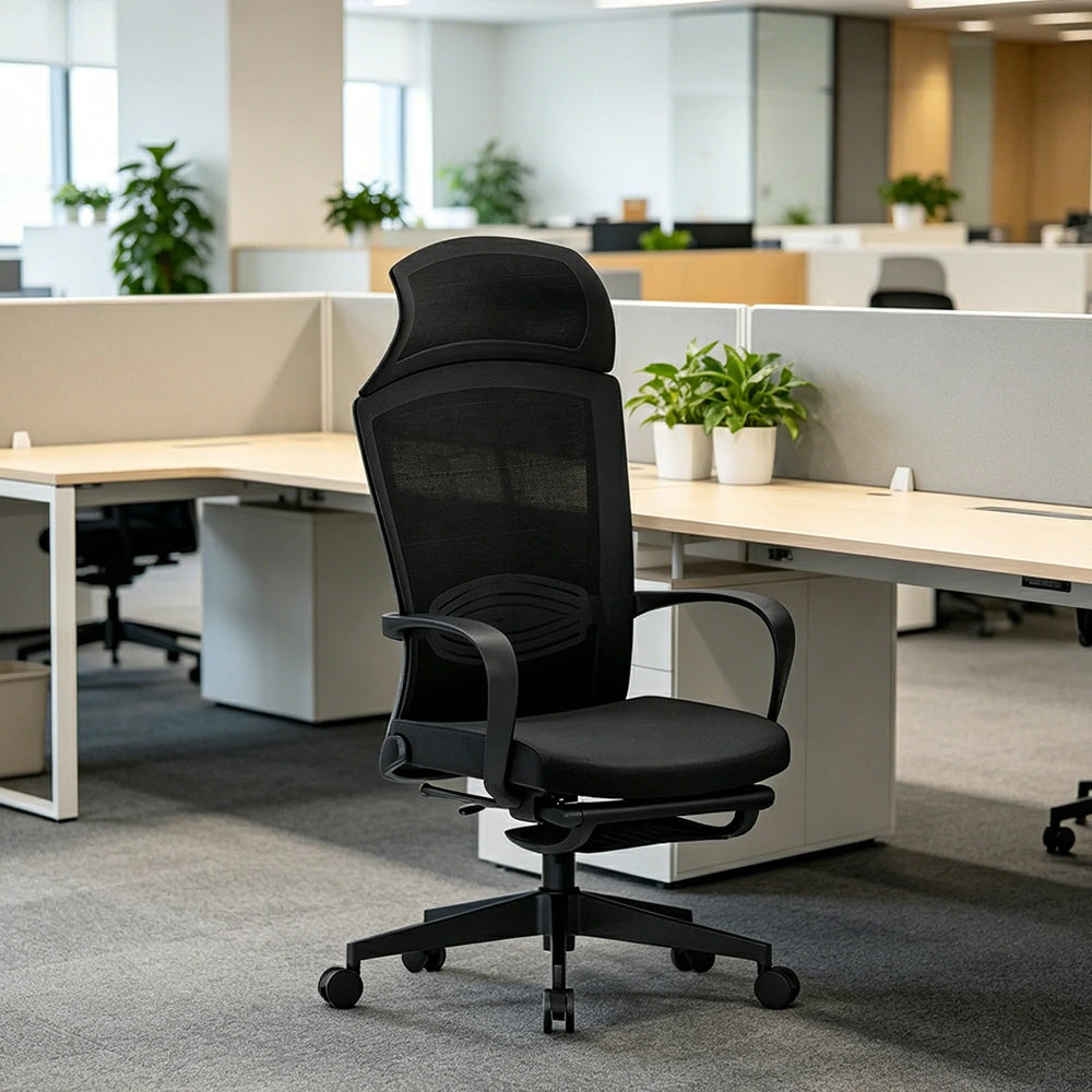 LIVARA  Ergonomic Mesh Office Chair High Back Computer Chair with Adjustable Headrest Nylon Base for Workspace - Black