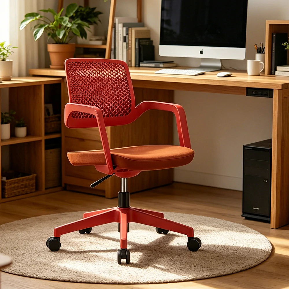 LIVARA  Modern Ergonomic Office Chair Breathable Mesh Back Swivel Desk Chair for Home Office Study Room - Red