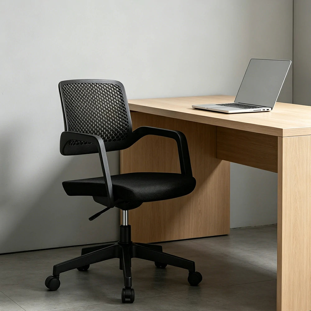 LIVARA  Modern Ergonomic Office Chair Breathable Mesh Back Swivel Desk Chair for Home Office Study Room - Black