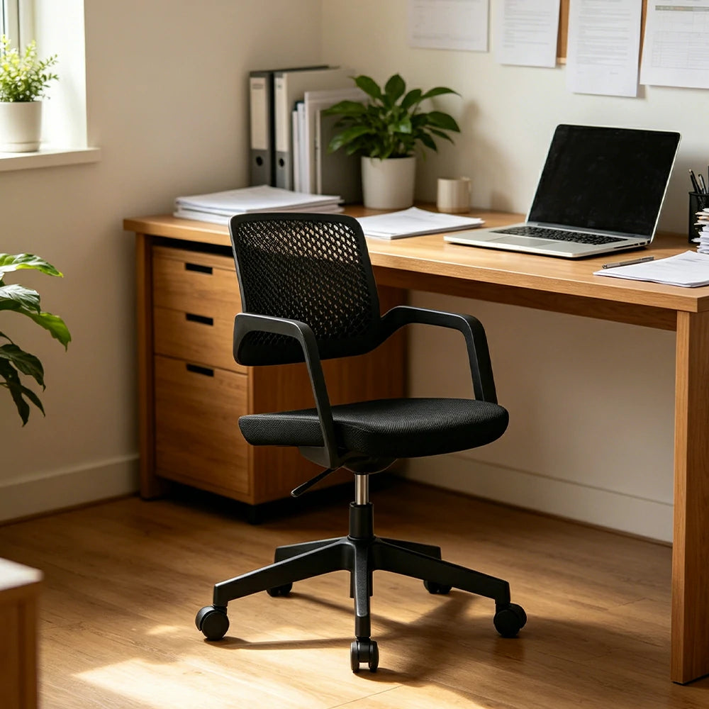 LIVARA  Modern Ergonomic Office Chair Breathable Mesh Back Swivel Desk Chair for Home Office Study Room - Black