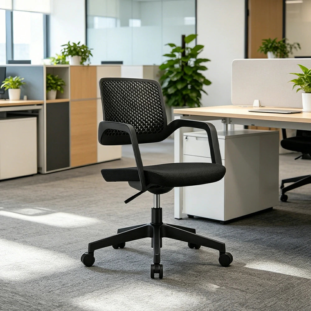 LIVARA  Modern Ergonomic Office Chair Breathable Mesh Back Swivel Desk Chair for Home Office Study Room - Black