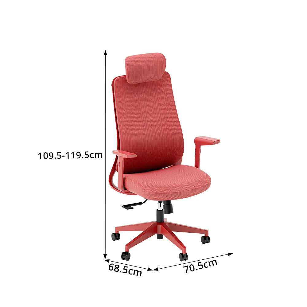 LIVARA  High Back Ergonomic Mesh Office Chair Adjustable Armrests Self Weight Base Computer Chair - Red