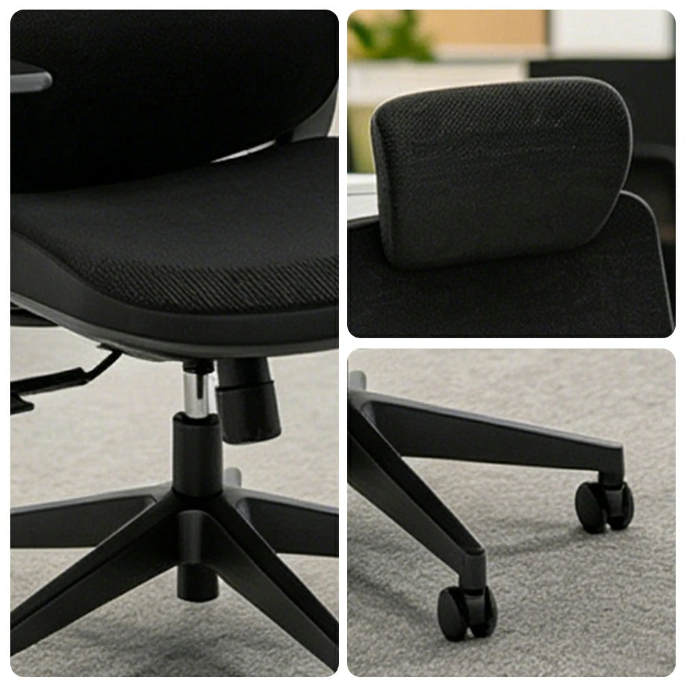 LIVARA  High Back Ergonomic Mesh Office Chair Adjustable Armrests Self Weight Base Computer Chair - Black