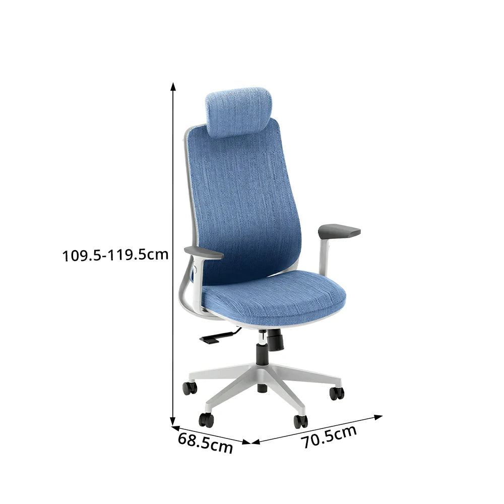 LIVARA  High Back Ergonomic Mesh Office Chair Adjustable Armrests Self Weight Base Computer Chair - Blue