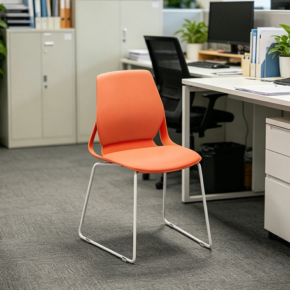 LIVARA  Minimalist Office Chair Comfortable Visitor Chair Modern Seating for Home Office Meeting Space - Orange