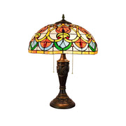 LIVARA Heart Bead Pattern Vintage Artistic Stained Glass Table Lamp Soft Ambient Lighting Metal Base Design Suitable for Bedroom Living Room Study Entryway