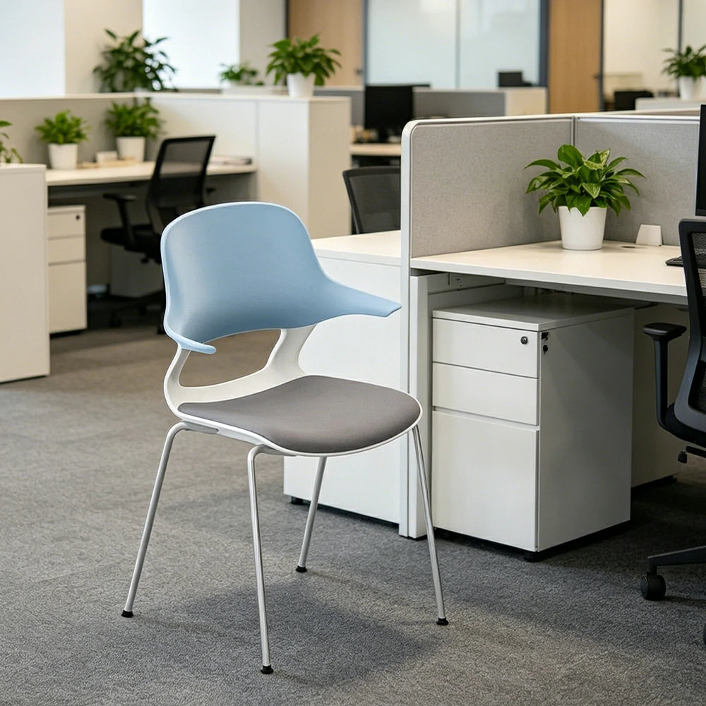LIVARA  Minimalist Office Chair Modern Visitor Chair Comfortable Seating for Meeting Room Reception Area - Grey Blue