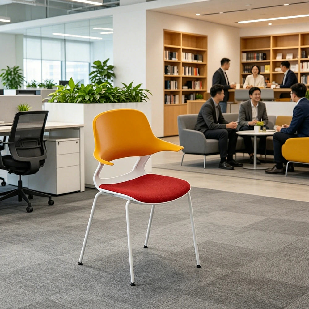 LIVARA  Minimalist Office Chair Modern Visitor Chair Comfortable Seating for Meeting Room Reception Area - Orange