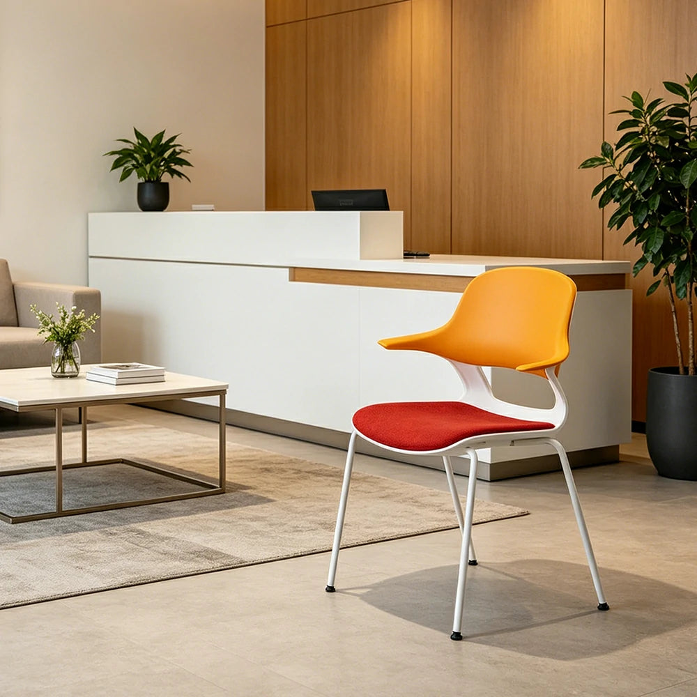 LIVARA  Minimalist Office Chair Modern Visitor Chair Comfortable Seating for Meeting Room Reception Area - Orange