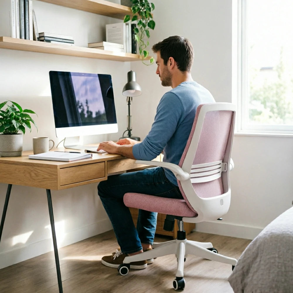 LIVARA  Standard Ergonomic Mesh Office Chair Adjustable Lumbar Support Computer Chair for Home Office - Pink