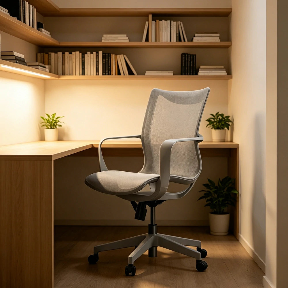 LIVARA  Modern Ergonomic Mesh Office Chair S-Shaped Backrest Comfortable Computer Chair for Workspace - Glacier Grey