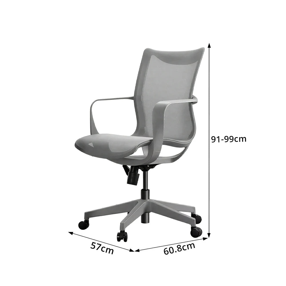 LIVARA  Modern Ergonomic Mesh Office Chair S-Shaped Backrest Comfortable Computer Chair for Workspace - Glacier Grey