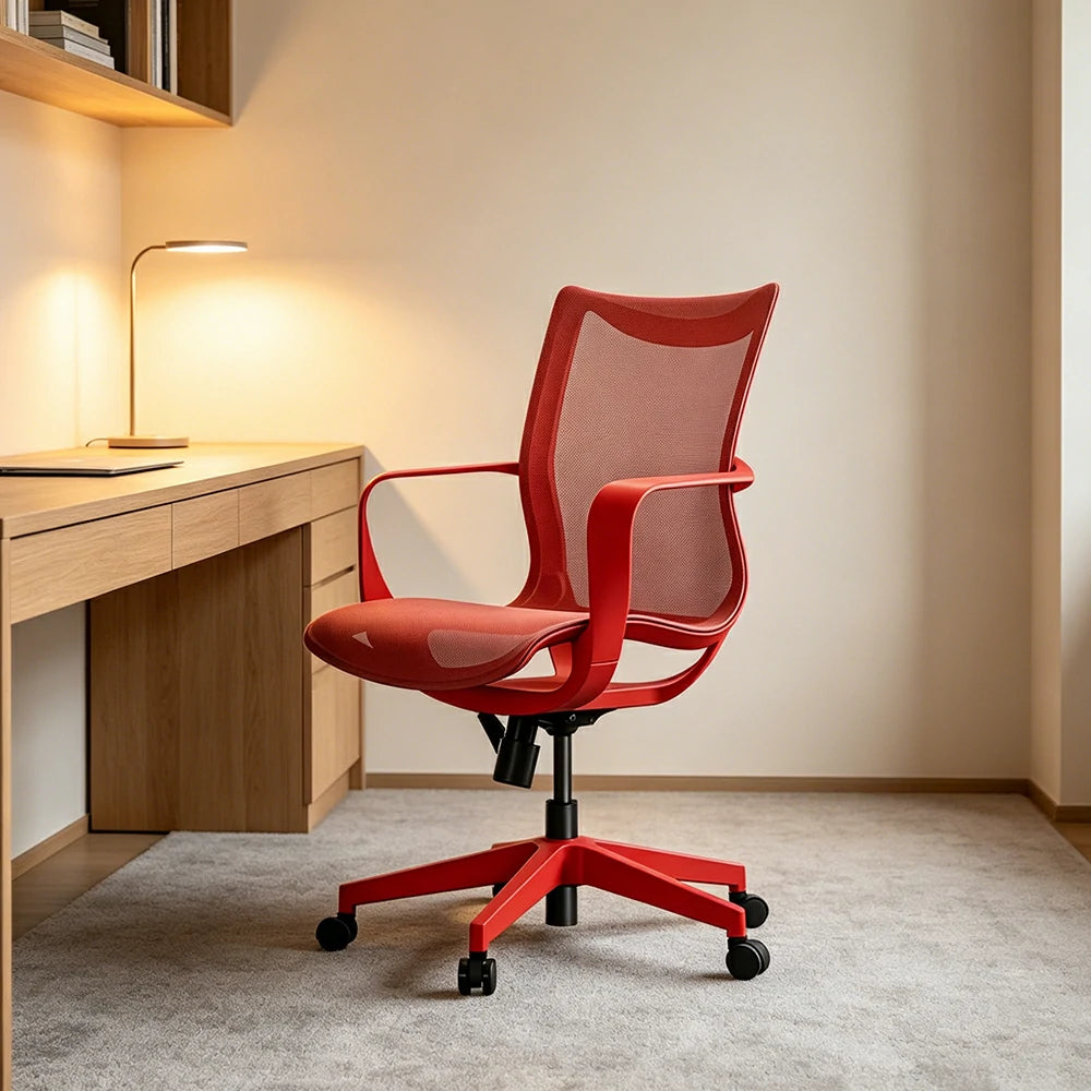 LIVARA  Modern Ergonomic Mesh Office Chair S-Shaped Backrest Comfortable Computer Chair for Workspace - Red