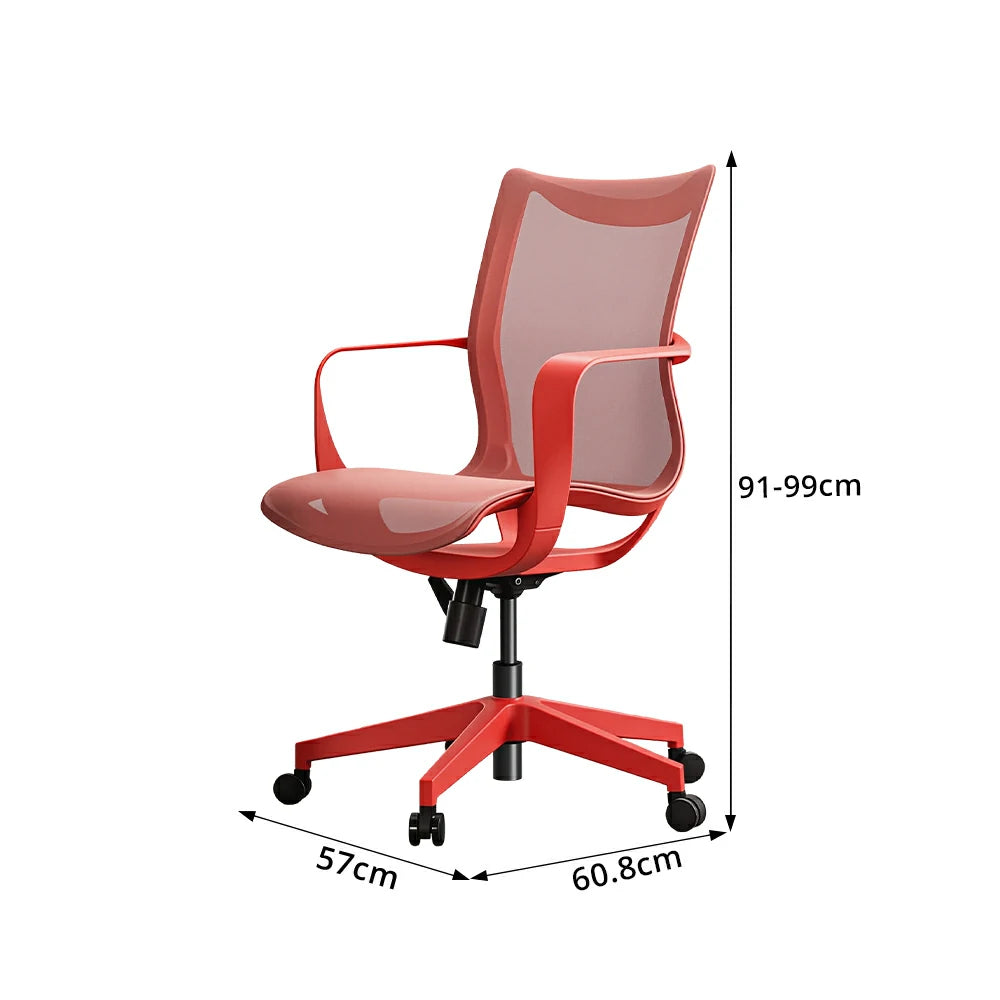 LIVARA  Modern Ergonomic Mesh Office Chair S-Shaped Backrest Comfortable Computer Chair for Workspace - Red