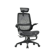 LIVARA Ergonomic Mesh Office Chair Reclining Chair with Footrest 4D Armrests Lumbar Support - Black